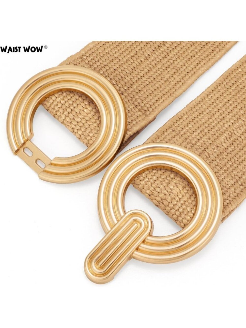 Stylish Wide Straw Woven Elastic Belt for Women - Stretchy Boho Beach Dress - Picture 2 of 5